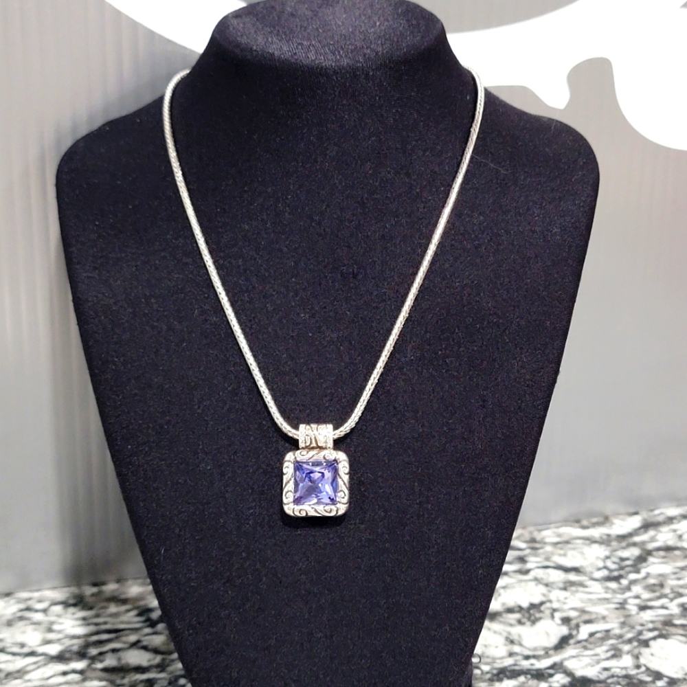 RETIRED BRIGHTON NWT REGINA AMETHYST PENDENT NECKLACE WITH HEART TIN - Picture 3 of 7